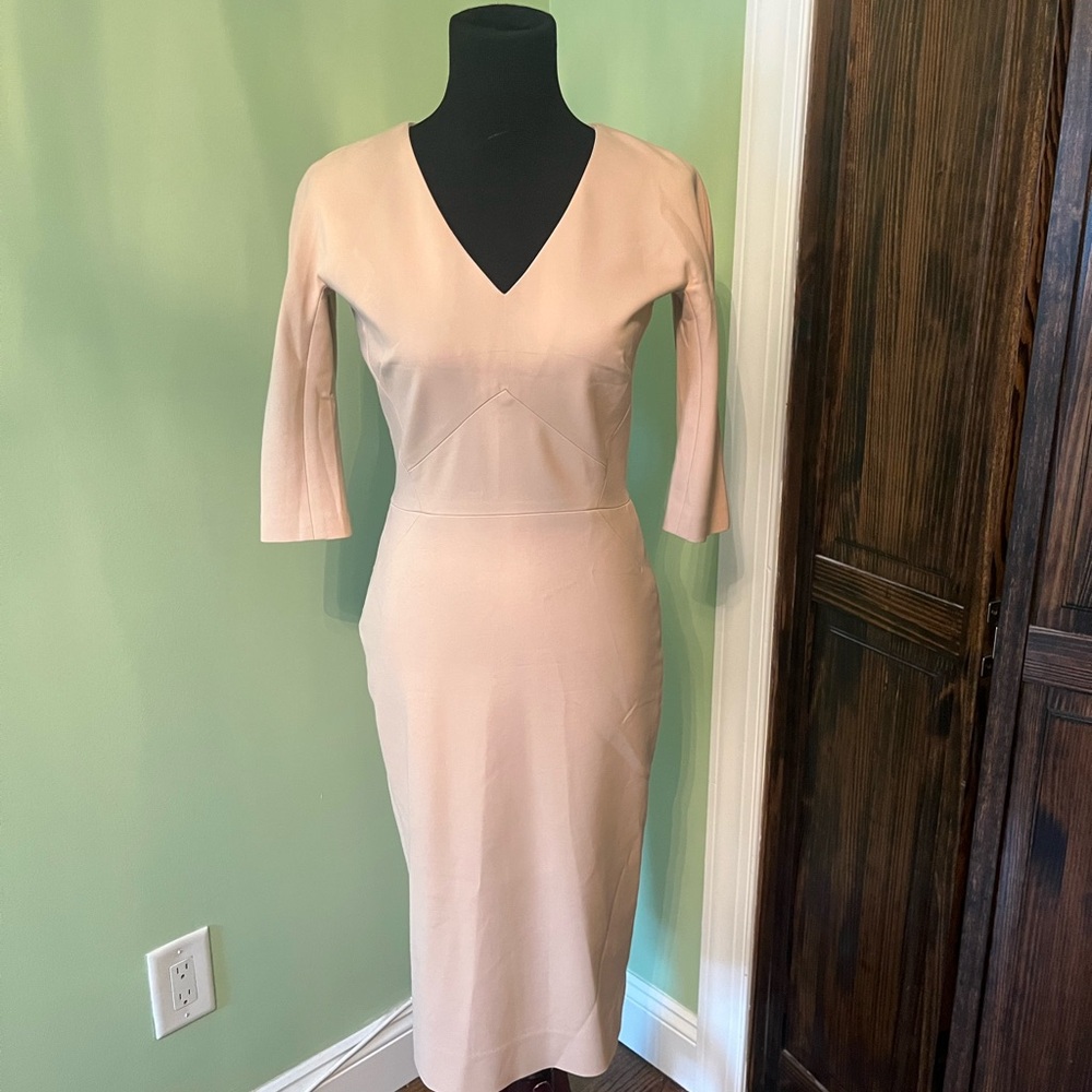 Victoria Beckham Blush Pink V-Neck Sheath Dress Sz 8